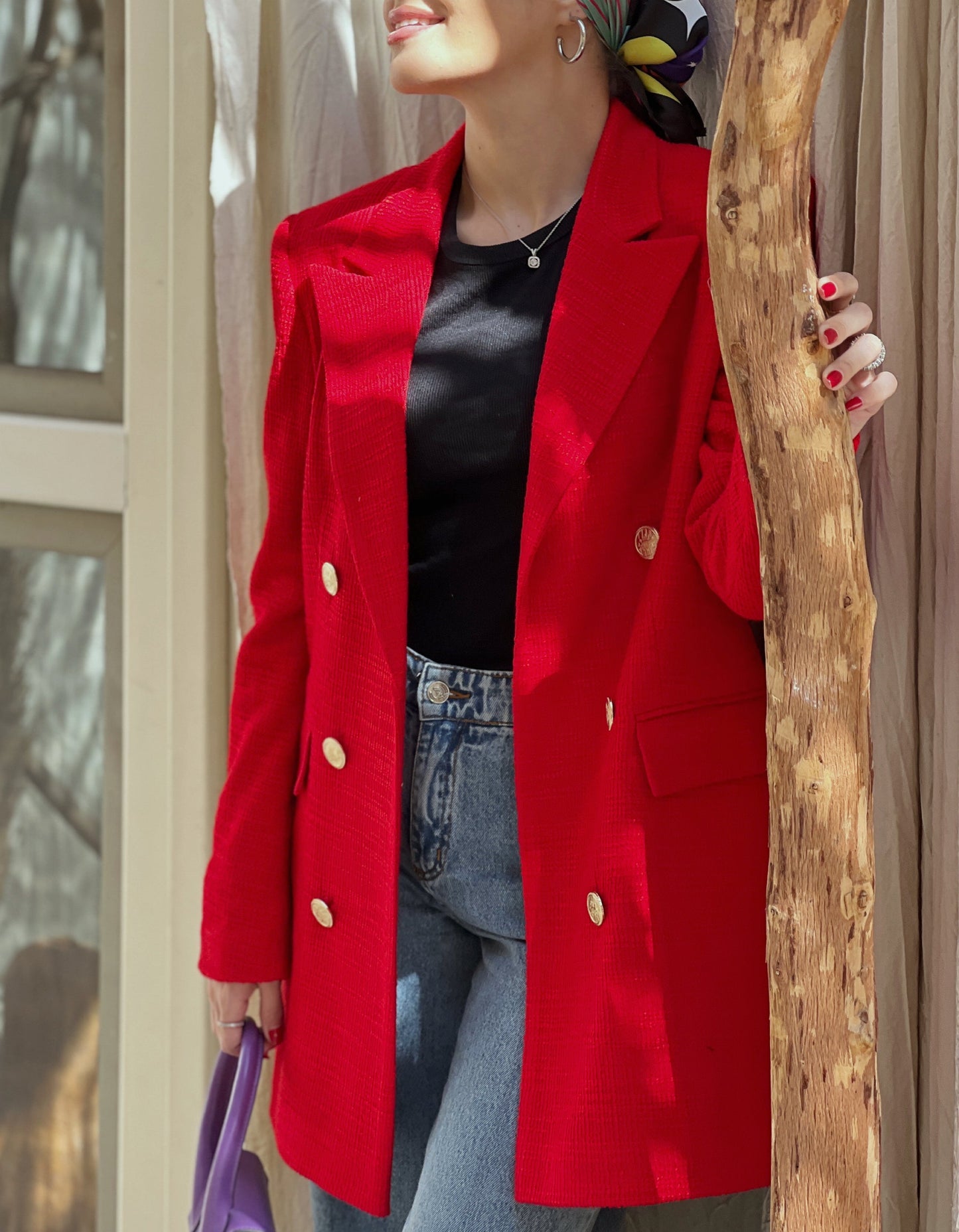 Red winter blazer