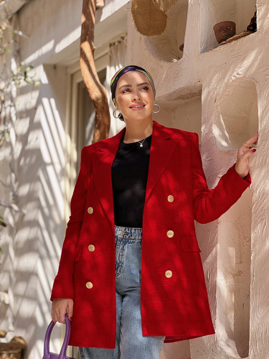 Red winter blazer