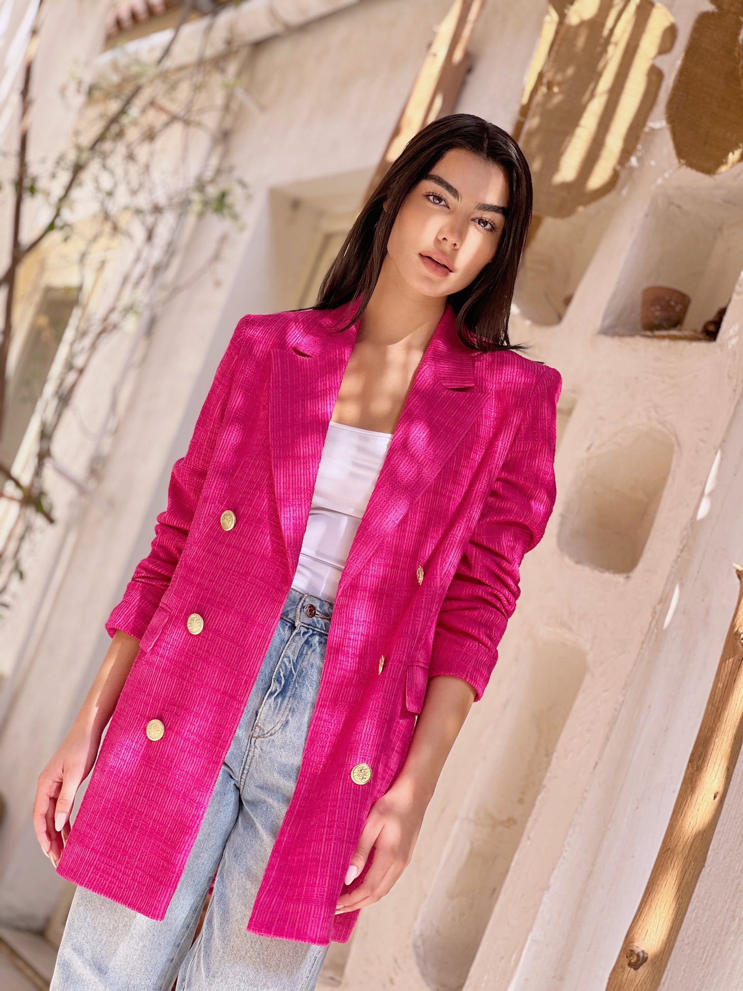 Fuchsia winter blazer