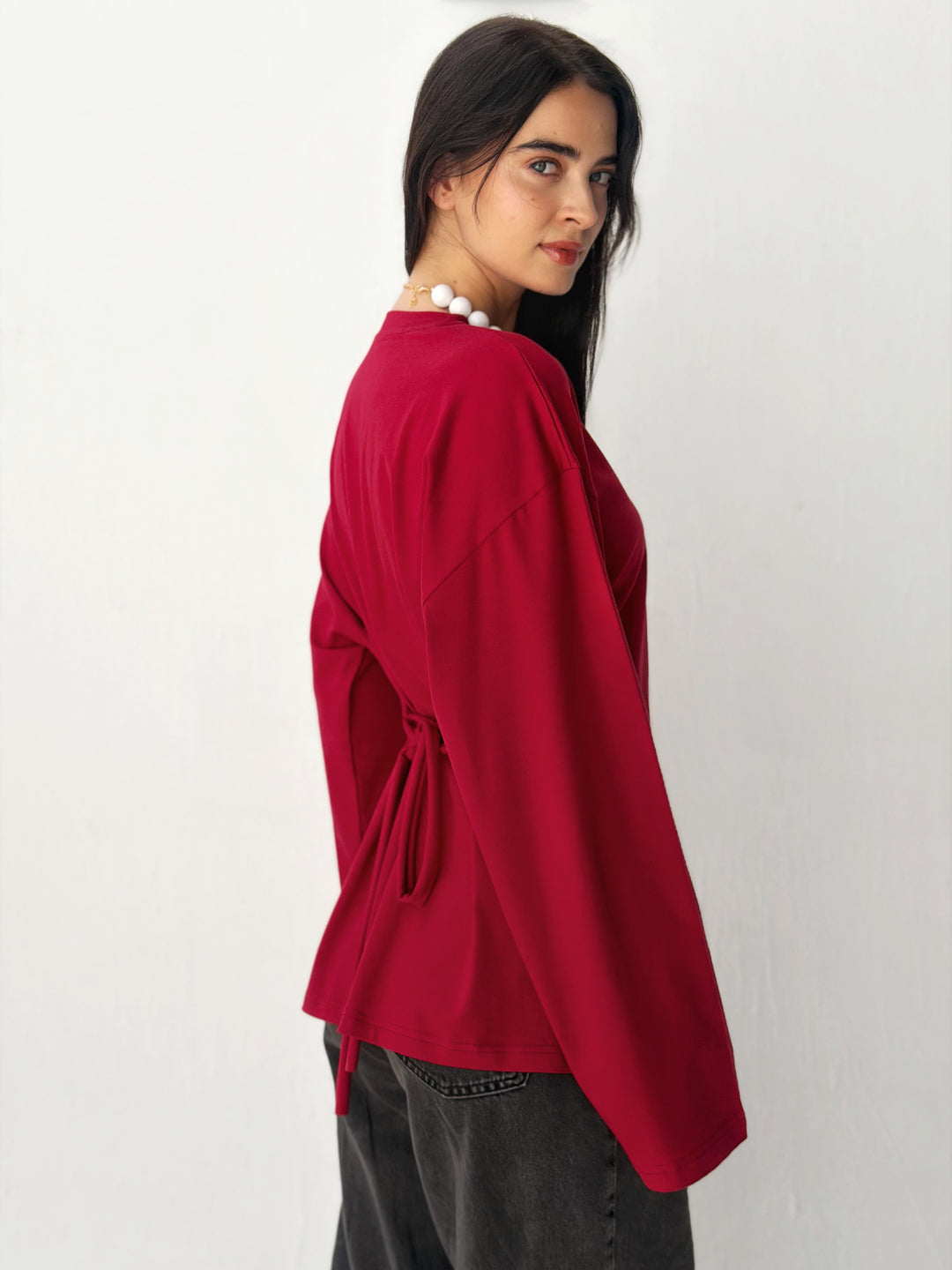 Sleeves Top in red