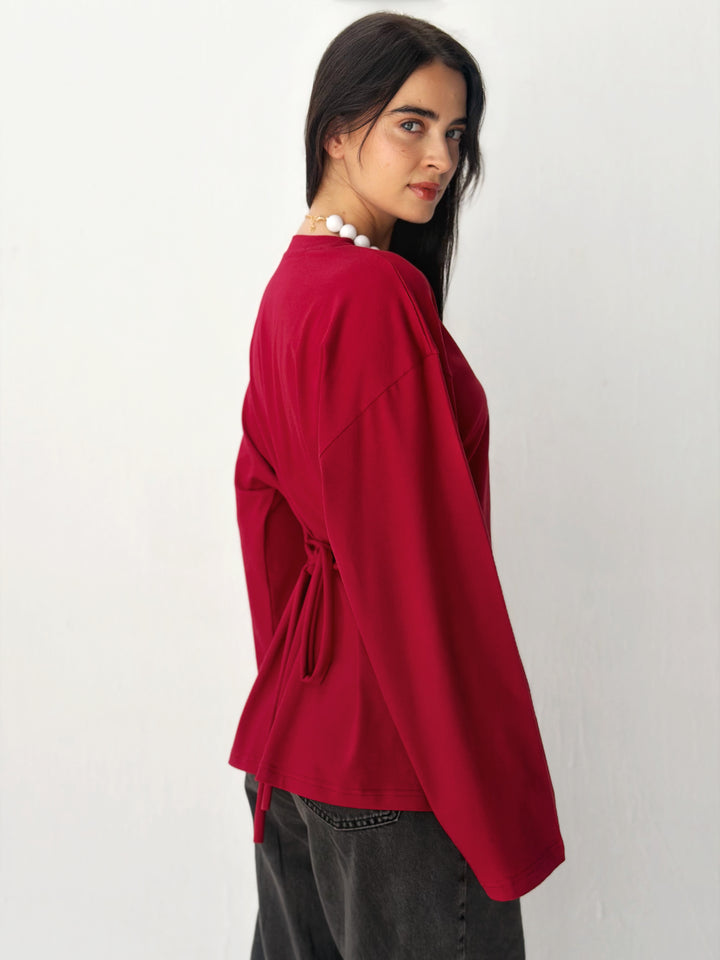 Sleeves Top in red