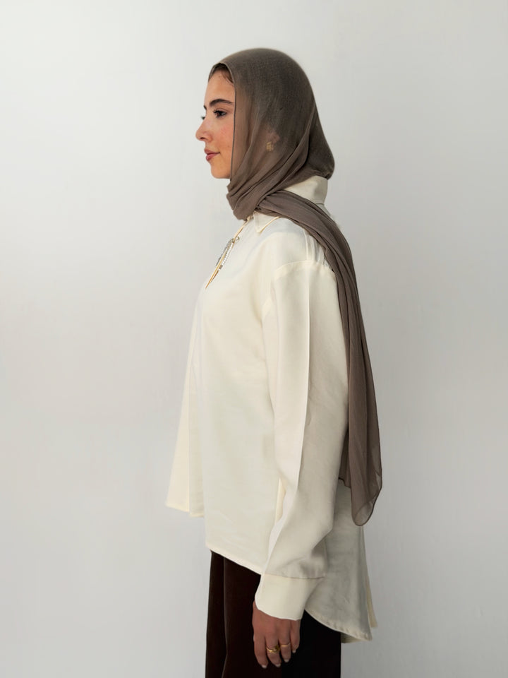 High and low shirt in butter yellow