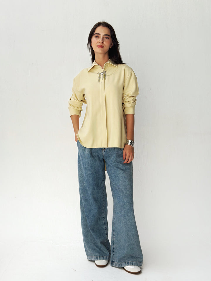 High and low shirt in yellow