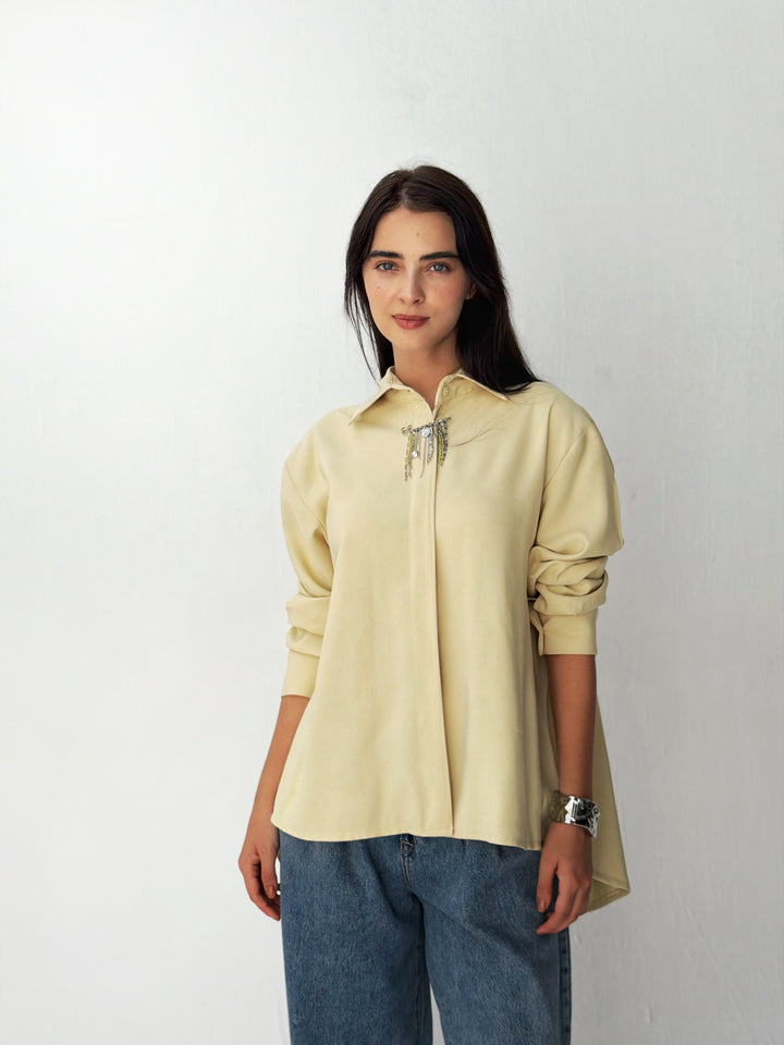 High and low shirt in yellow
