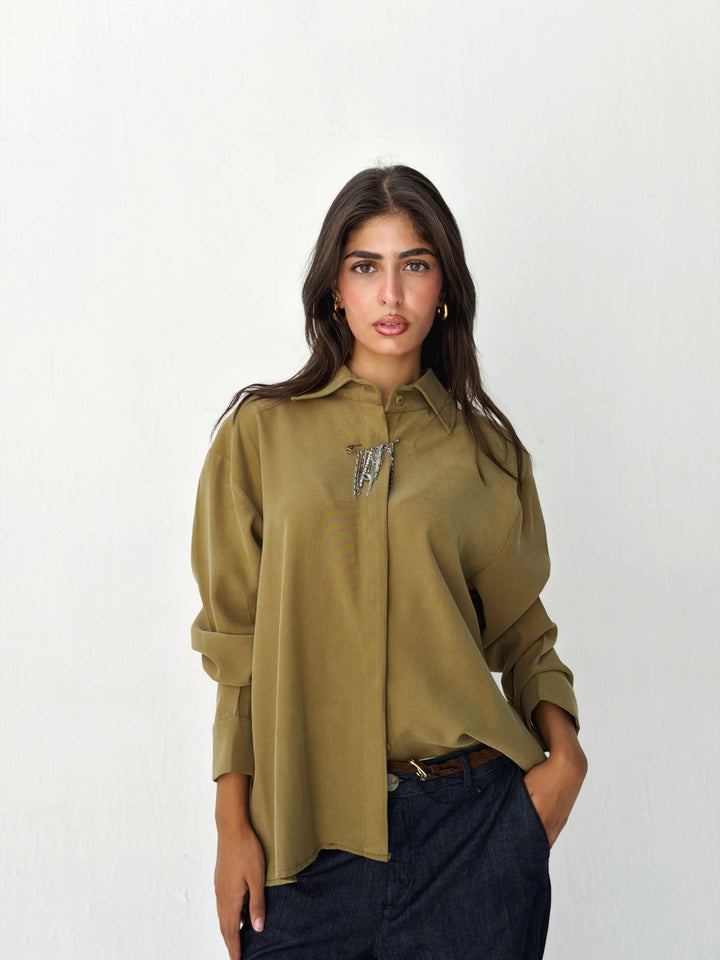 High and low shirt in lemon green