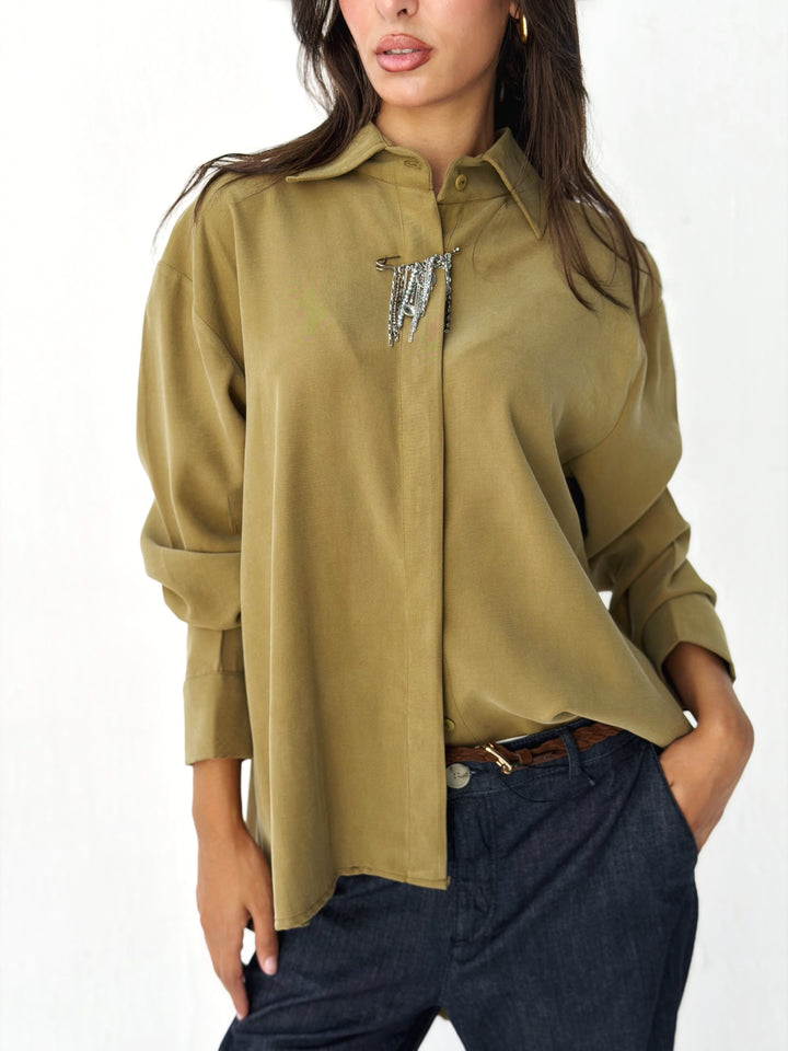 High and low shirt in lemon green