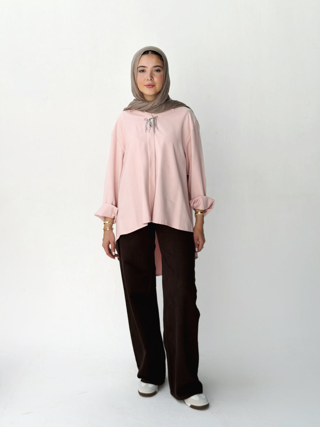 High and low shirt in rose