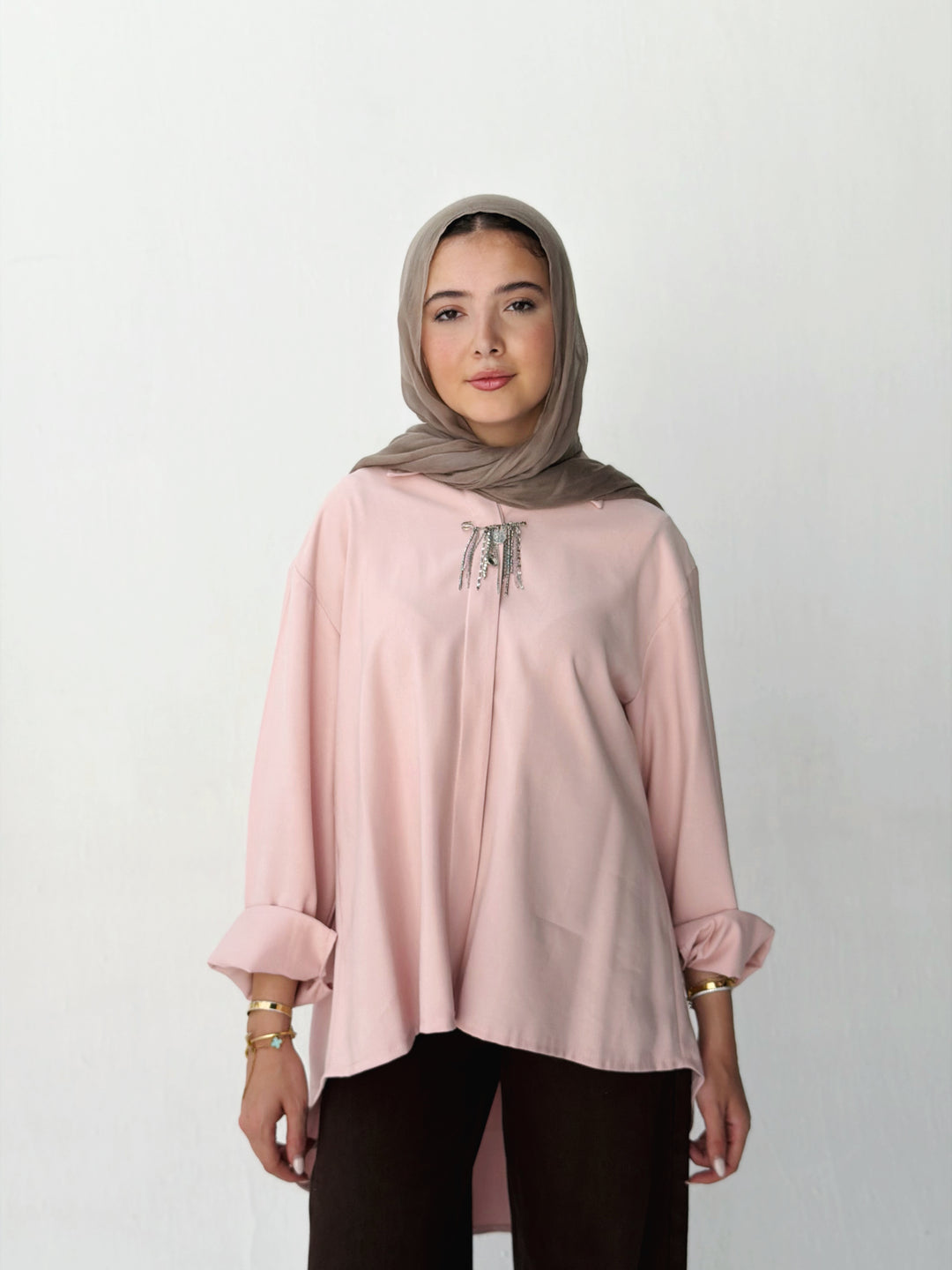High and low shirt in rose