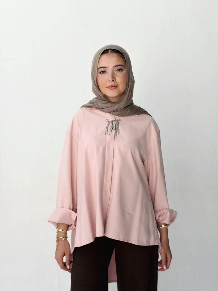 High and low shirt in rose