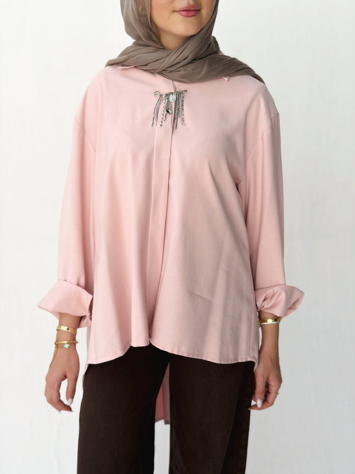 High and low shirt in rose