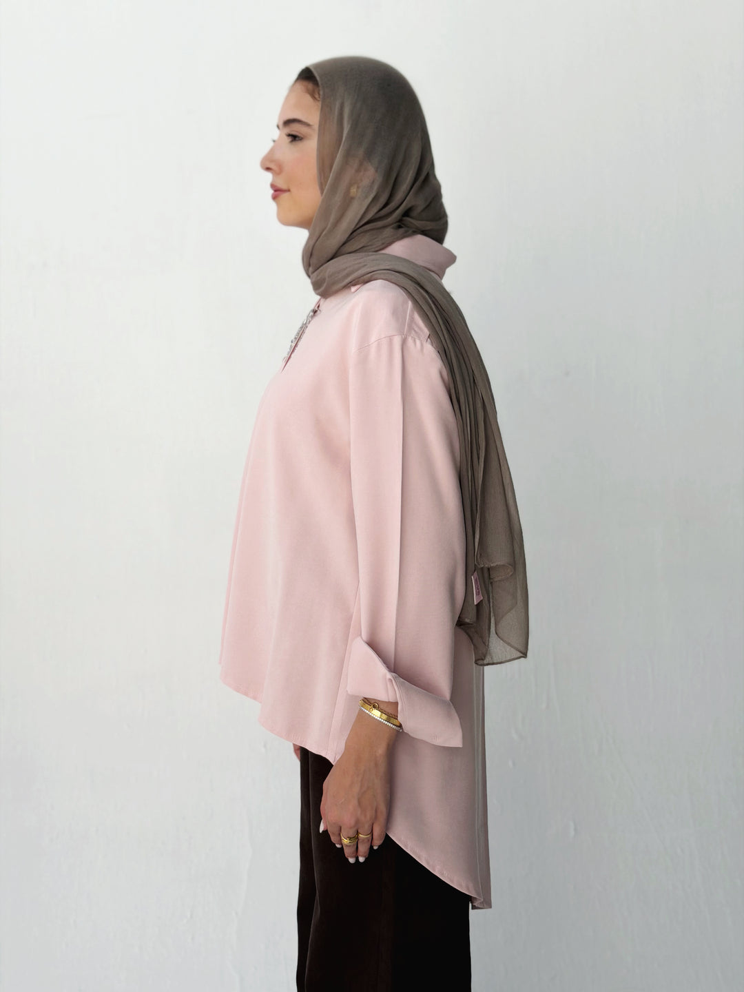 High and low shirt in rose