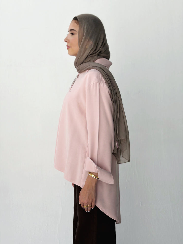 High and low shirt in rose