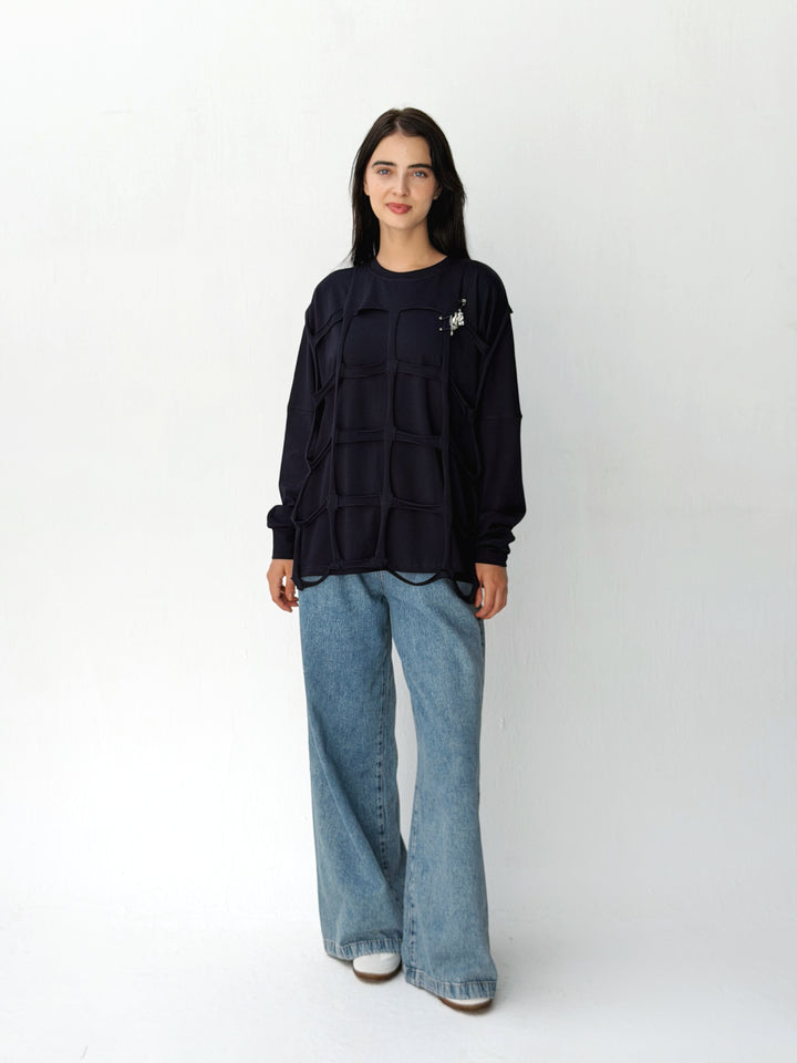 Square Top in navy blue