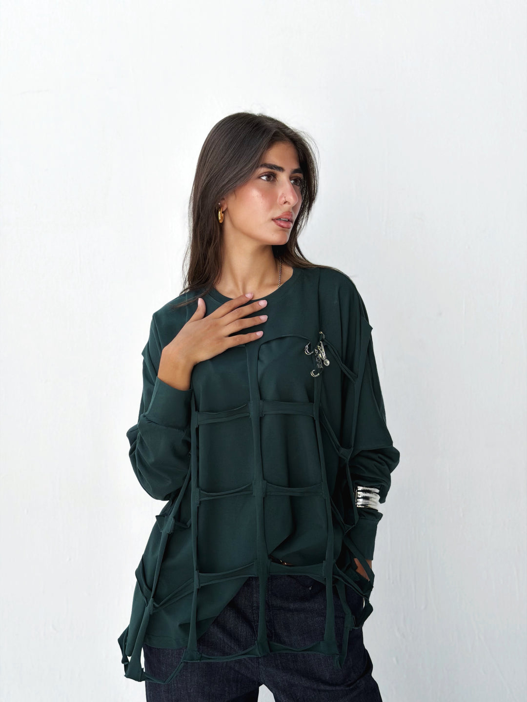 Square Top in dark olive