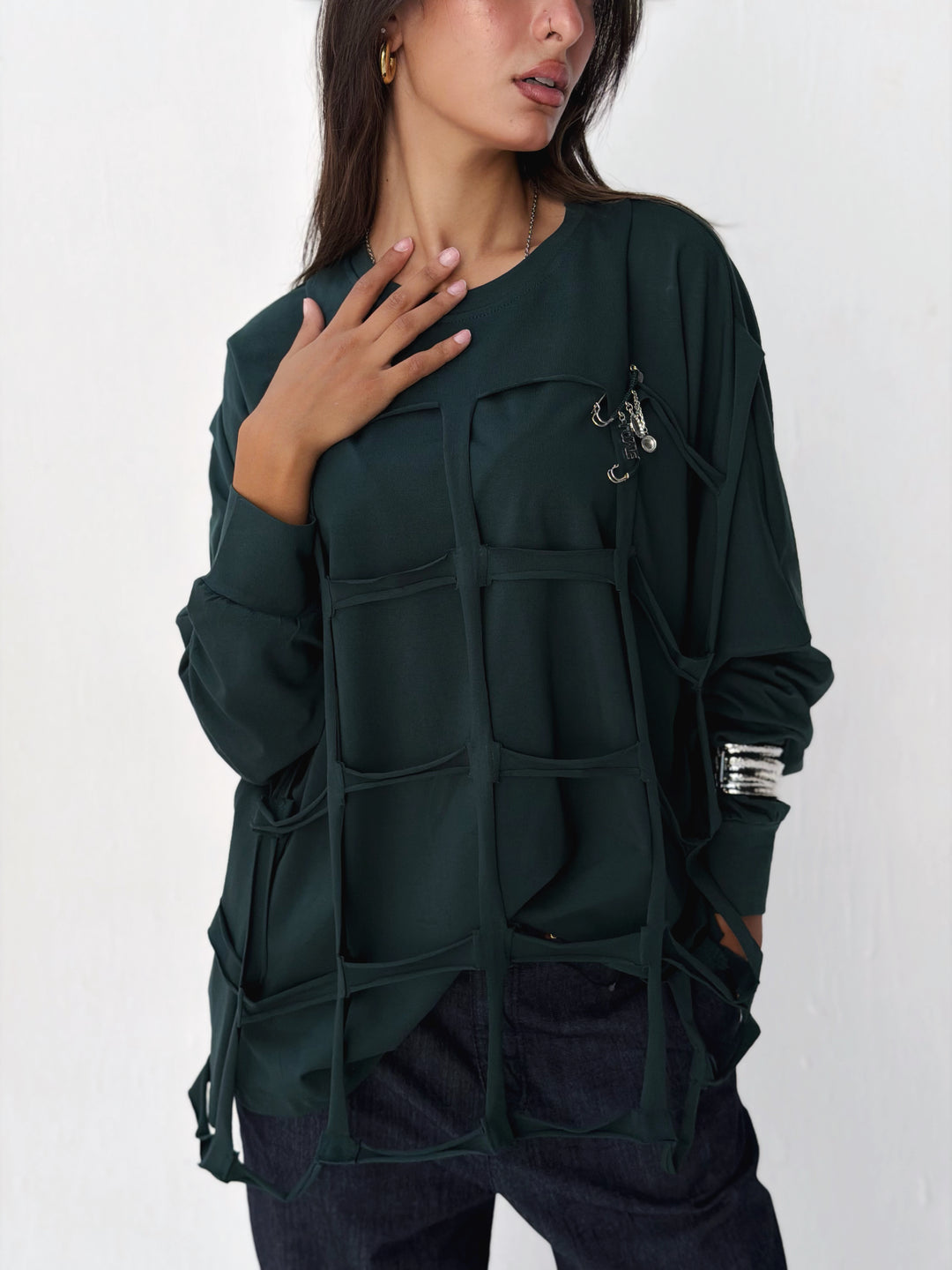 Square Top in dark olive