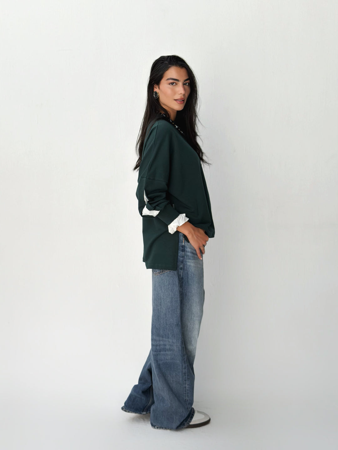 The statement Top in dark olive