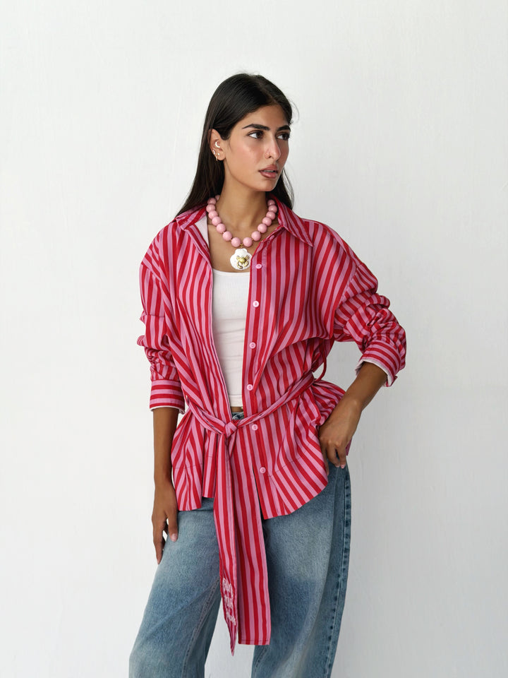 Summer striped shirt in pink