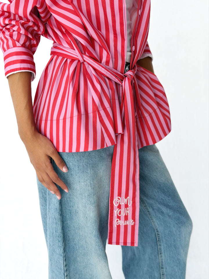 Summer striped shirt in pink