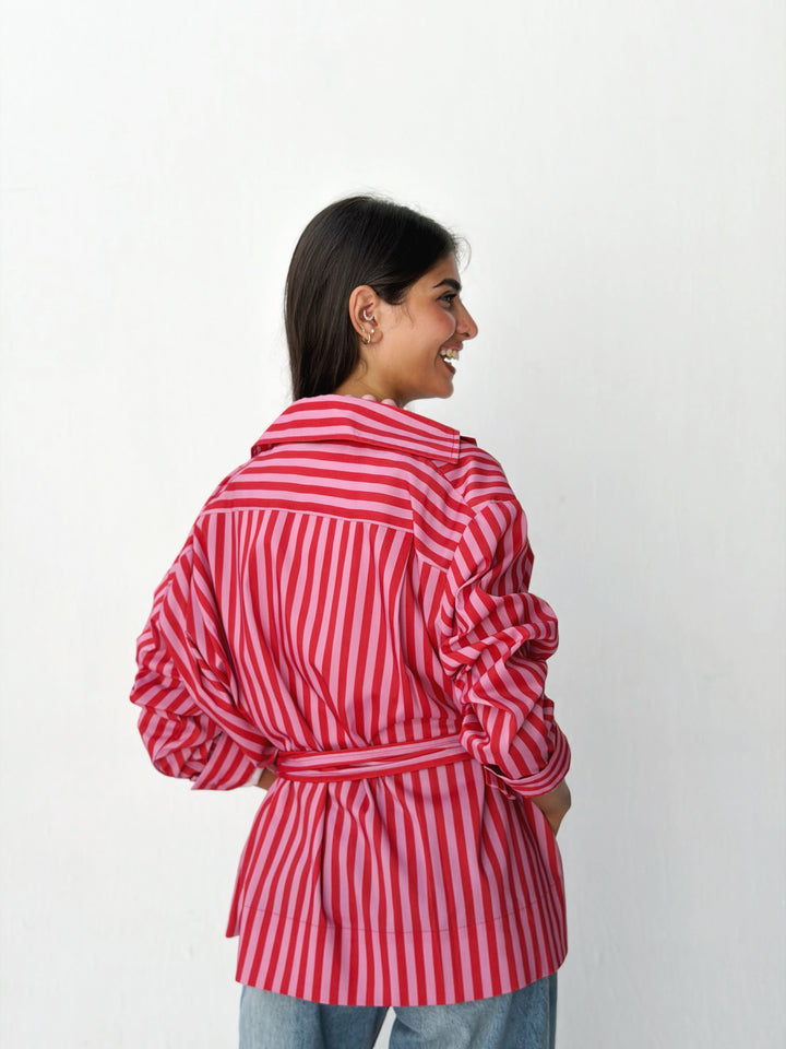 Summer striped shirt in pink