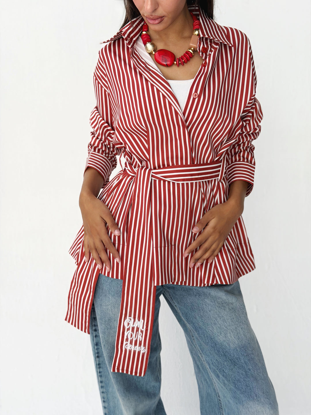 Summer striped shirt in red