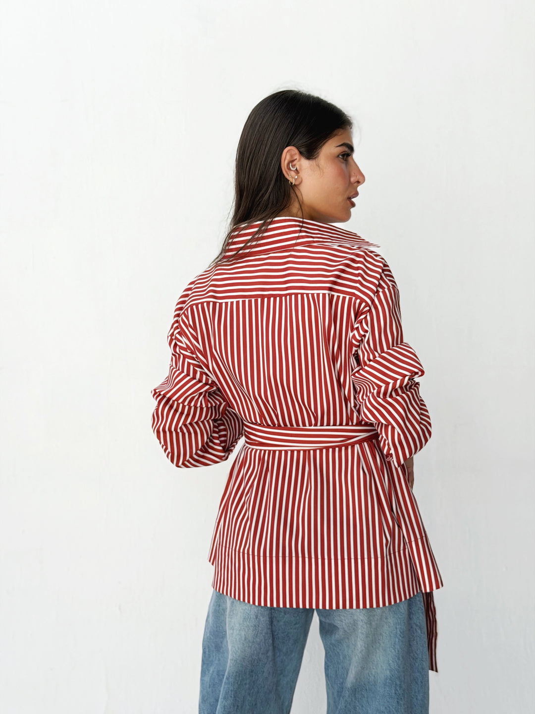 Summer striped shirt in red