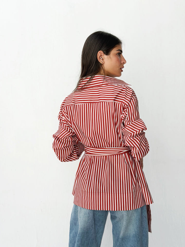 Summer striped shirt in red