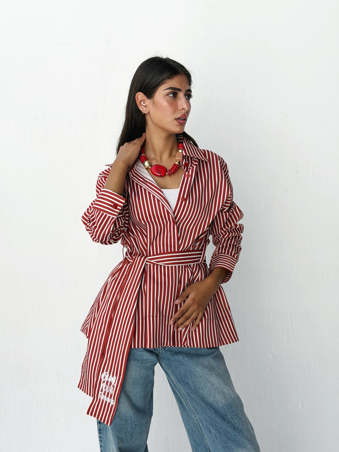Summer striped shirt in red