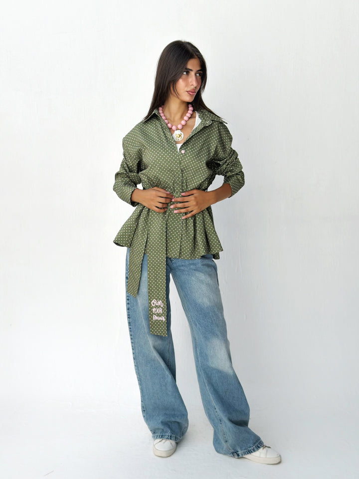 Summer striped shirt in green