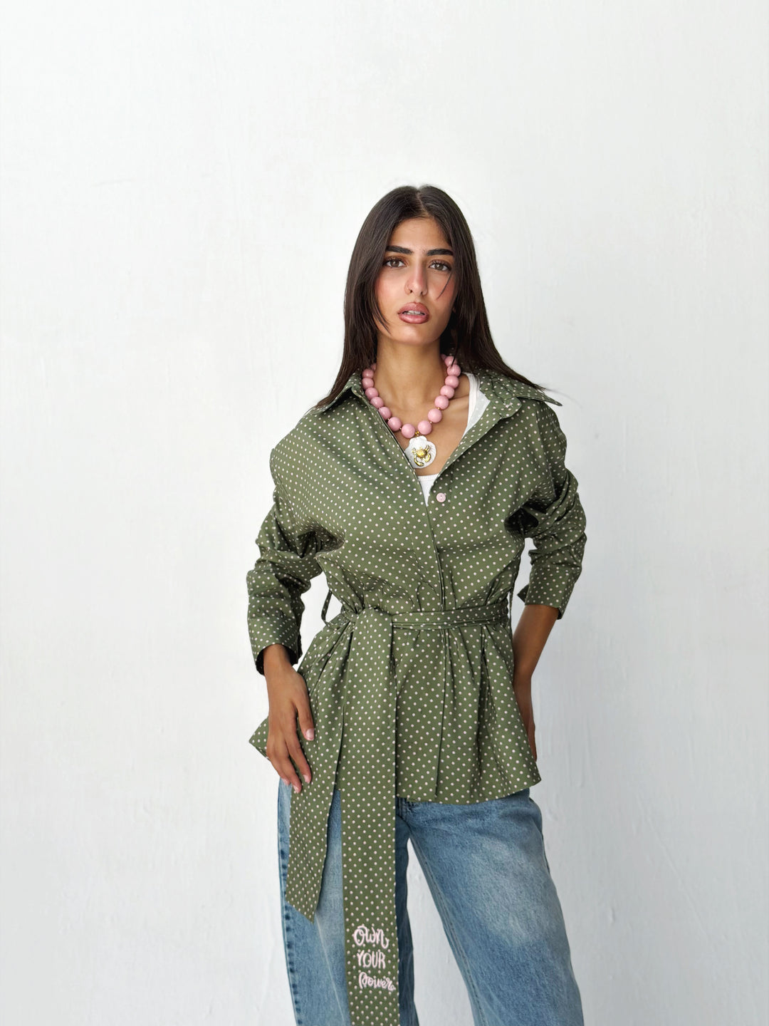 Summer striped shirt in green