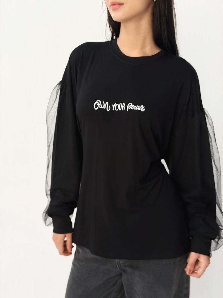 Sleeves Top with toul in black