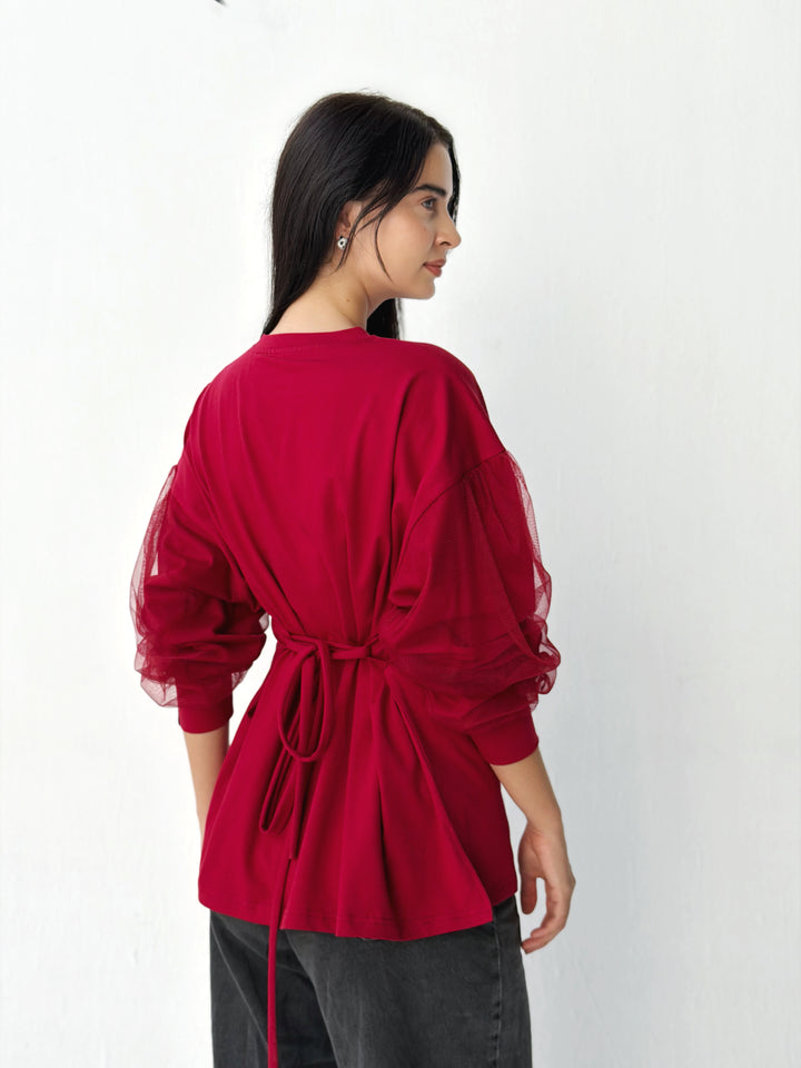 Sleeves Top with toul in red