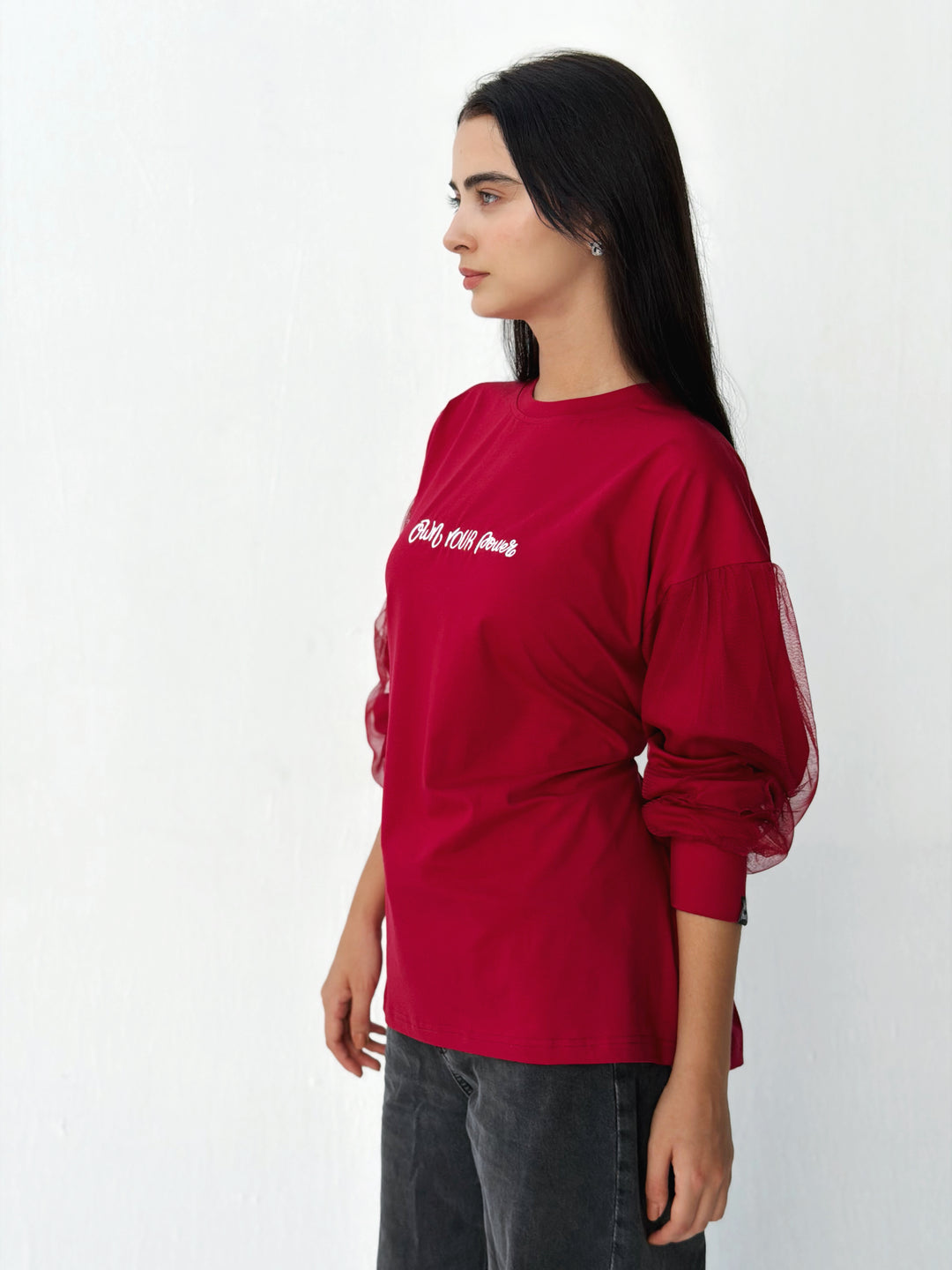 Sleeves Top with toul in red