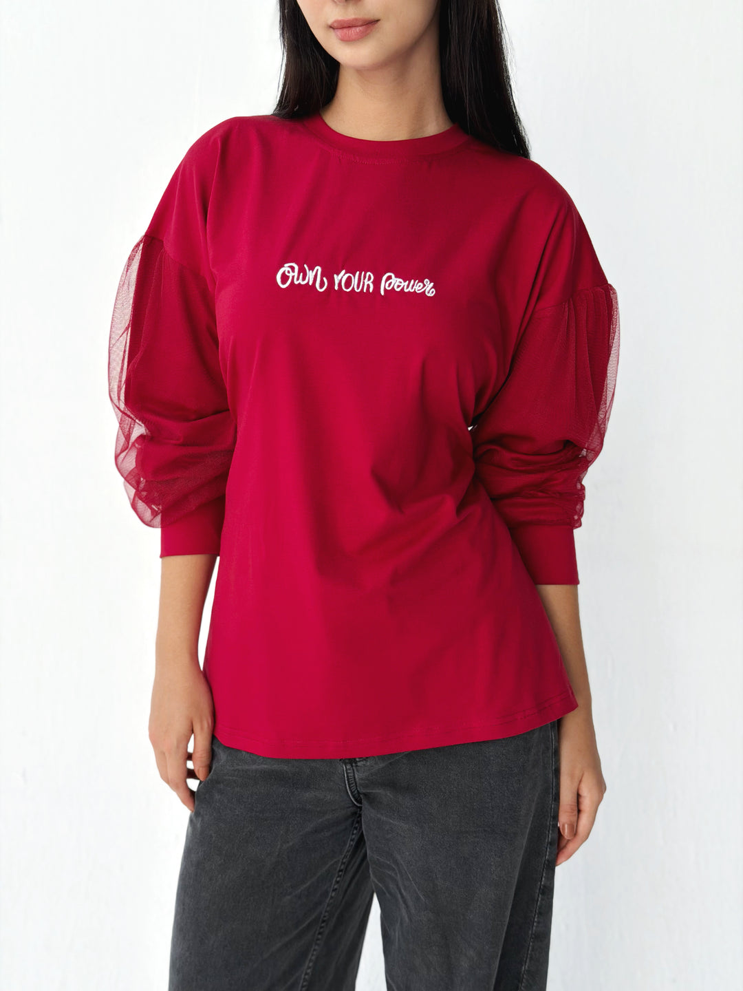 Sleeves Top with toul in red