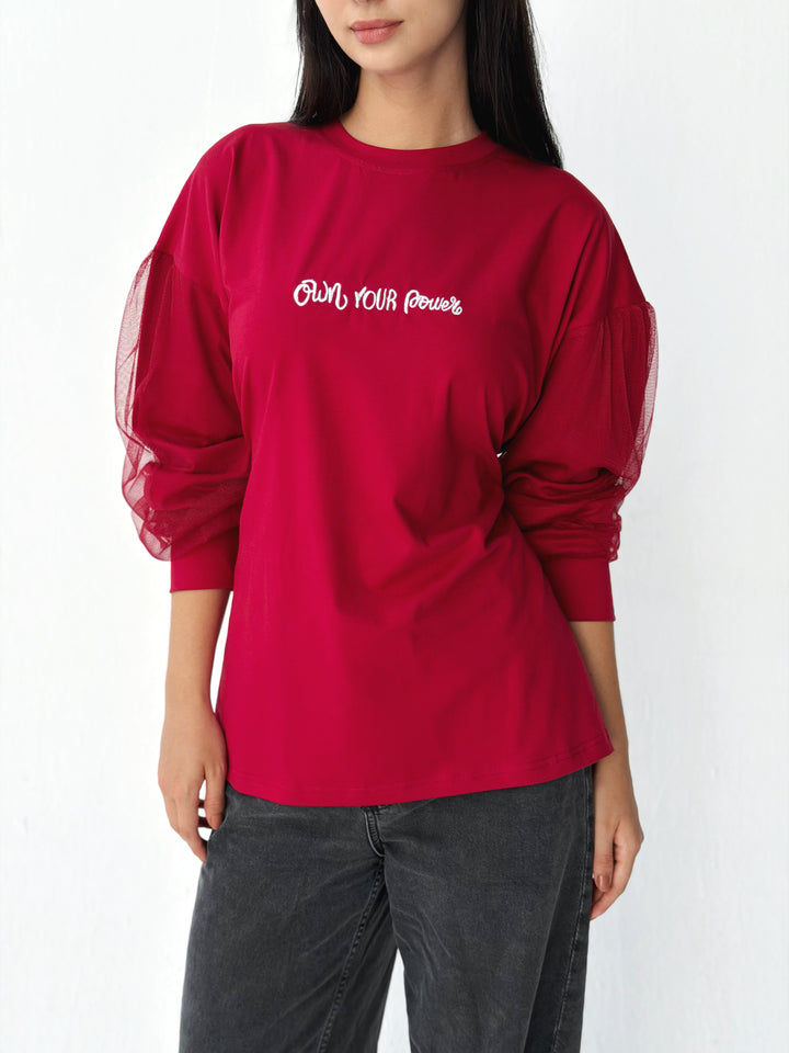 Sleeves Top with toul in red