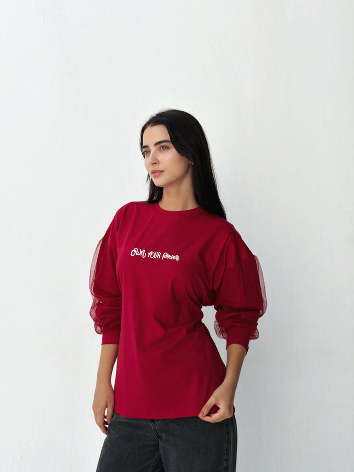Sleeves Top with toul in red
