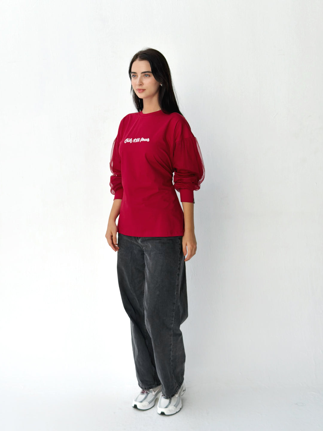 Sleeves Top with toul in red