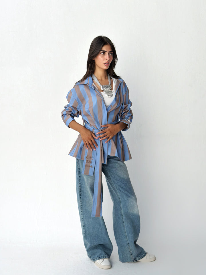 Summer striped shirt in blue
