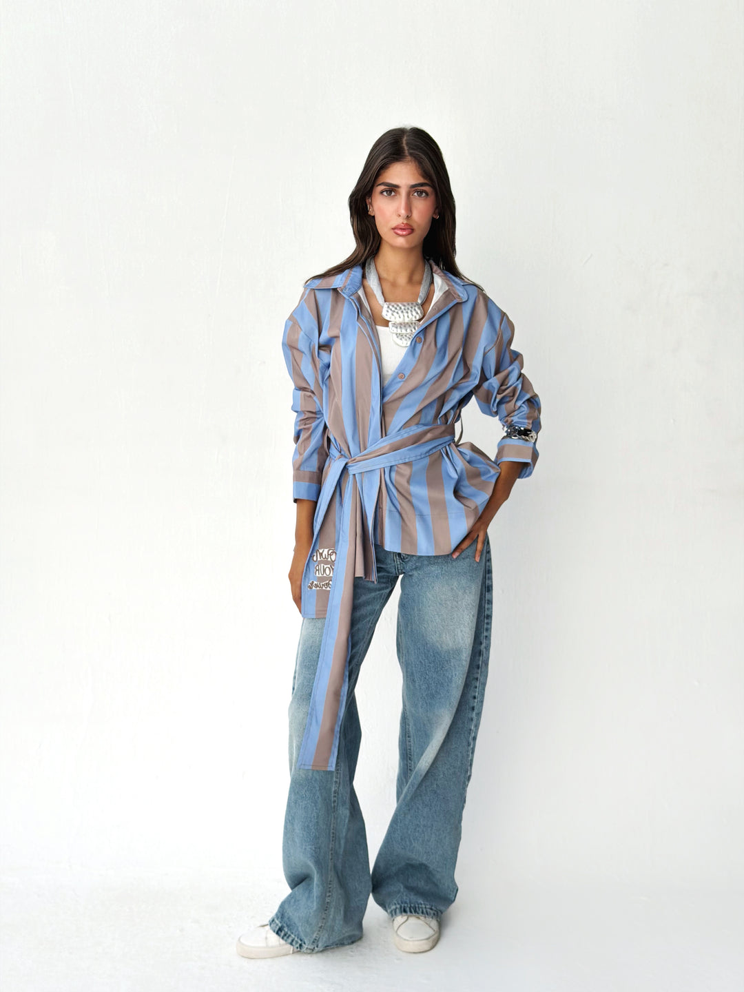 Summer striped shirt in blue