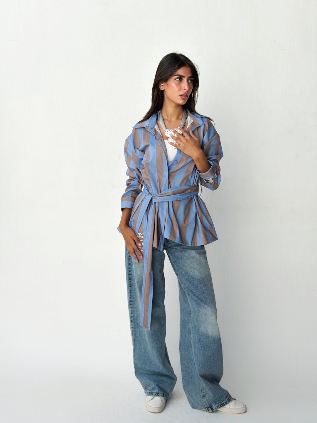 Summer striped shirt in blue