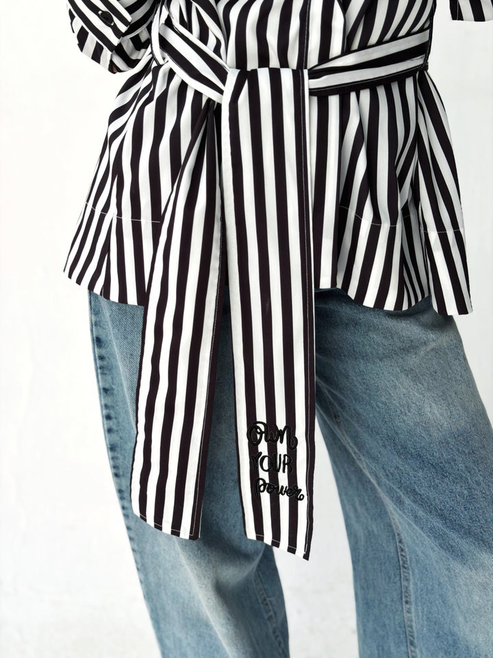 Summer striped shirt in black