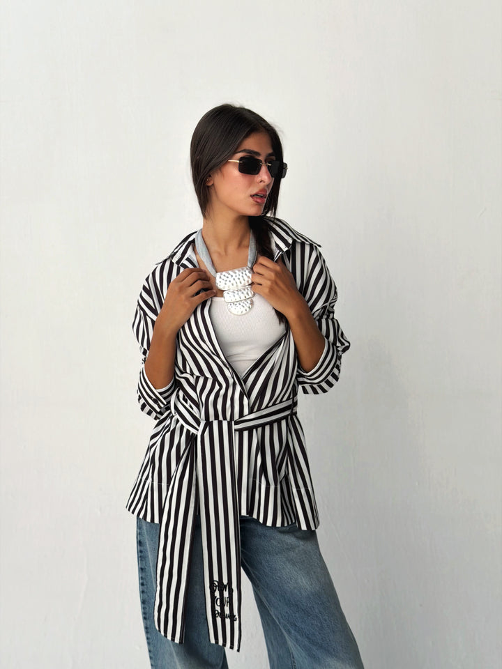 Summer striped shirt in black