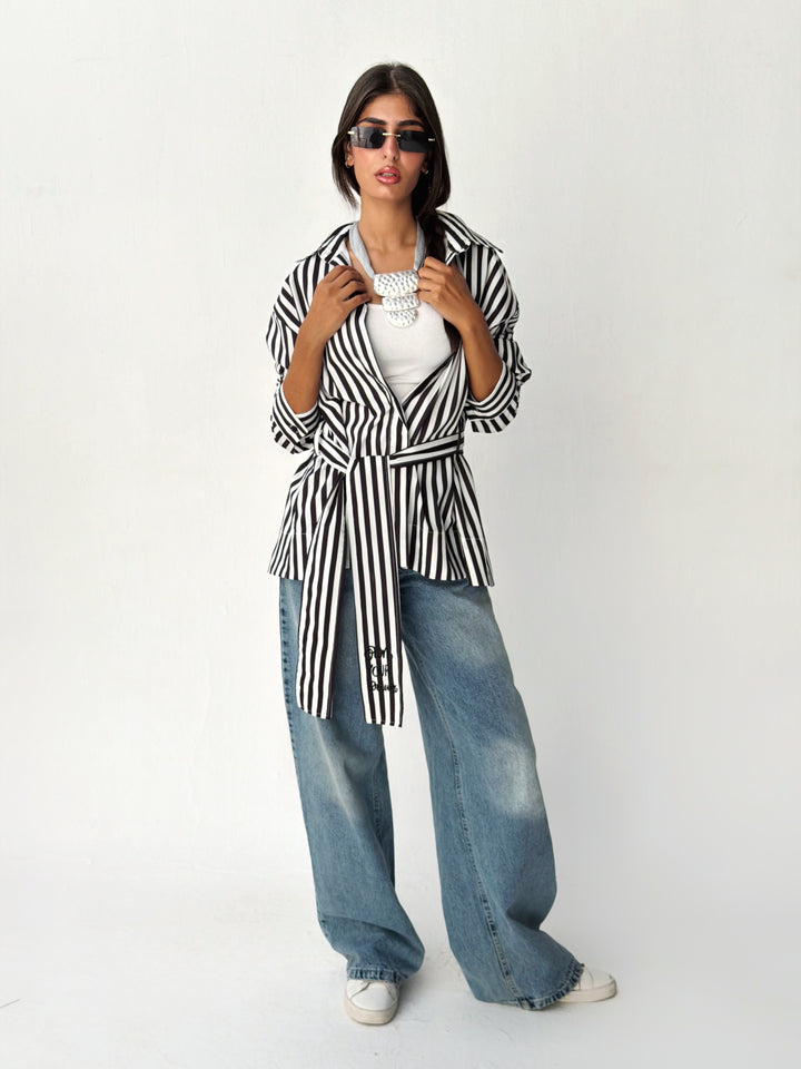 Summer striped shirt in black