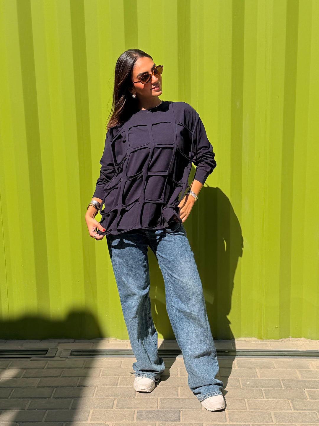Square Top in navy blue