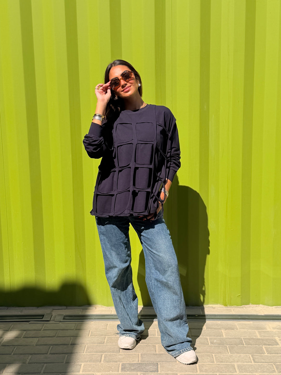 Square Top in navy blue