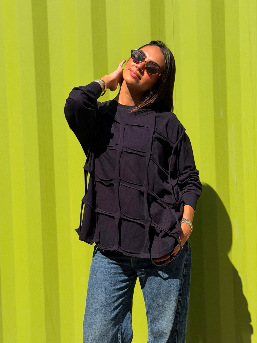 Square Top in navy blue