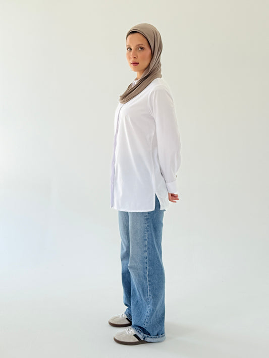 white poplin shirt