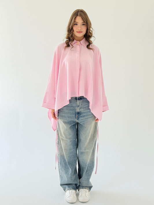 The oversized linen shirt in pink