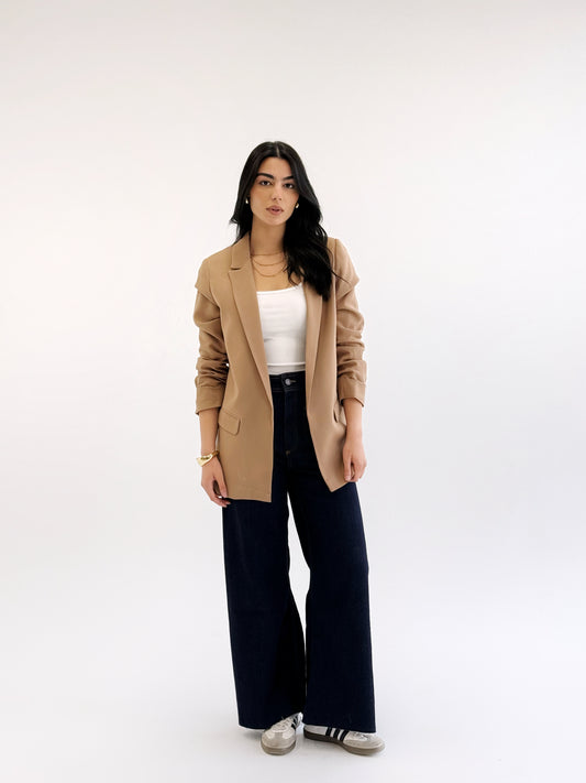 Ruffles Blazer in Cafe