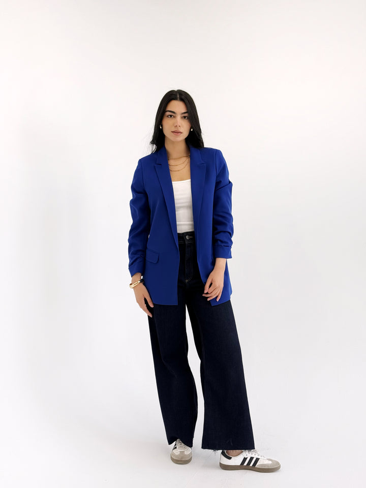 Ruffle blazer in royle blue