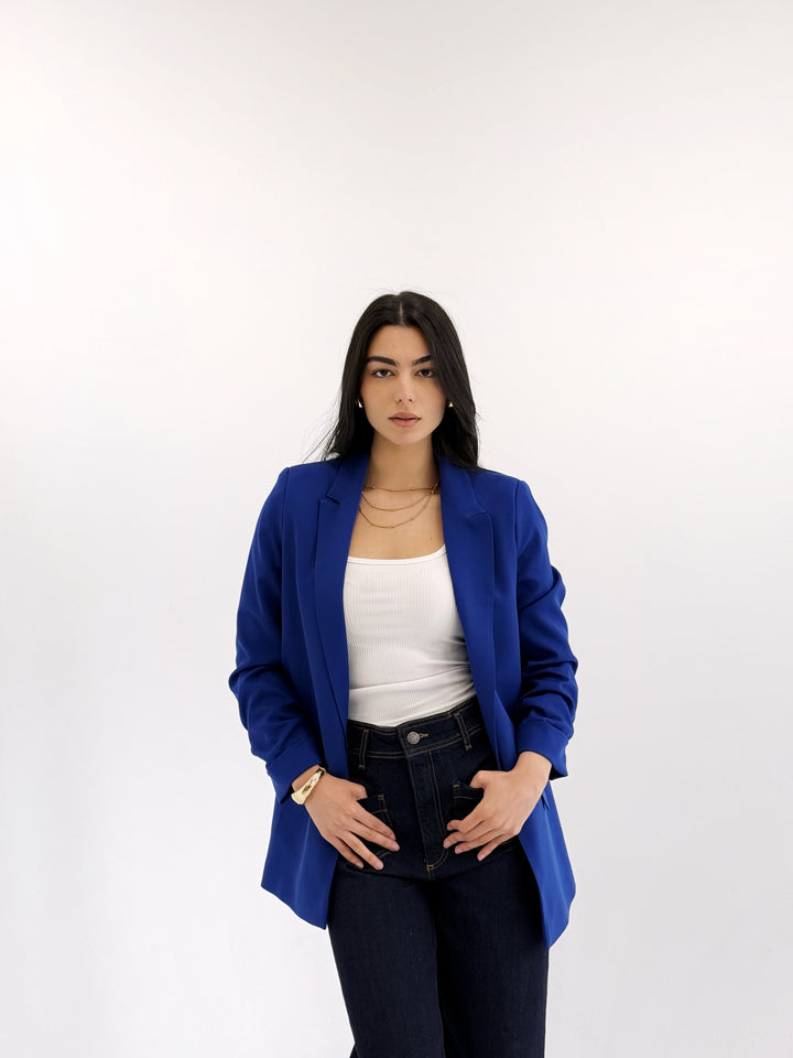 Ruffle blazer in royle blue